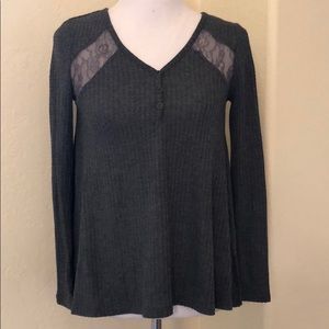 NWOT Pink Rose Gray Shirt